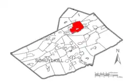 Map of Schuylkill County, Pennsylvania Highlighting Mahanoy Township