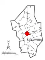 Map of Columbia County, Pennsylvania highlighting Scott Township