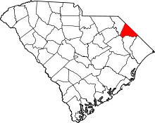 Map of South Carolina highlighting Dillon County