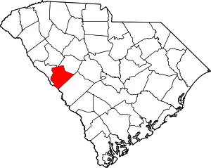 Map of South Carolina highlighting Edgefield County