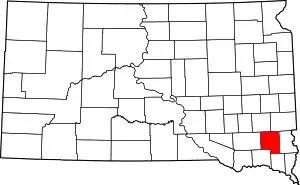 Map of South Dakota highlighting Turner County