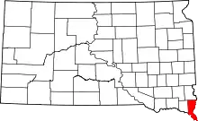 Map of South Dakota highlighting Union County