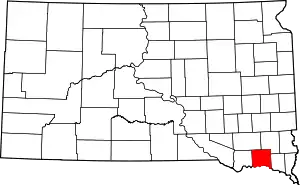 Map of South Dakota highlighting Yankton County