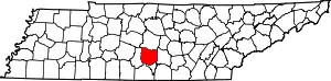 Map of Tennessee highlighting Bedford County