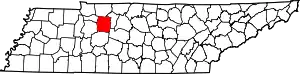 Map of Tennessee highlighting Dickson County