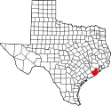 State map highlighting Brazoria County