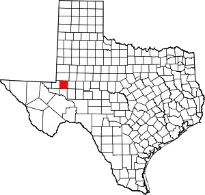 State map highlighting Ector County