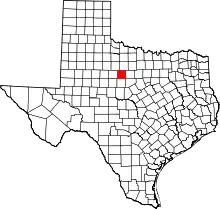 State map highlighting Shackelford County