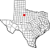 Map of Texas highlighting Stonewall County