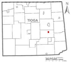 Map of Tioga County Highlighting Putnam Township