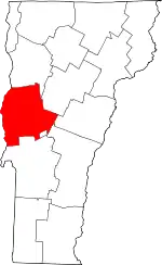 State map highlighting Addison County