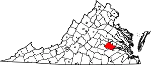 State map highlighting Chesterfield County