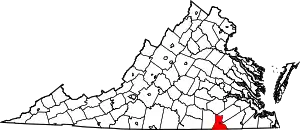 State map highlighting Greensville County