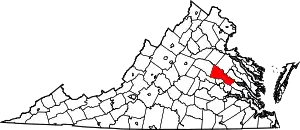 State map highlighting Hanover County