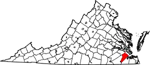 State map highlighting Isle of Wight County