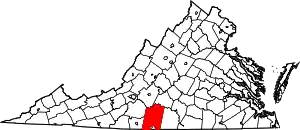 State map highlighting Pittsylvania County