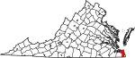 State map highlighting Virginia Beach