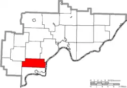 Location of Dunham Township in Washington County