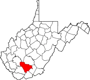 Map of West Virginia highlighting Raleigh County