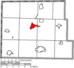 Location of Montpelier in Williams County