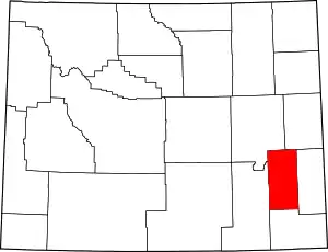 Map of Wyoming highlighting Platte County