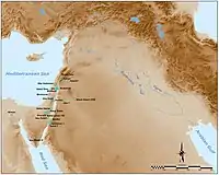 Map of the Levantine sites with Helwan points