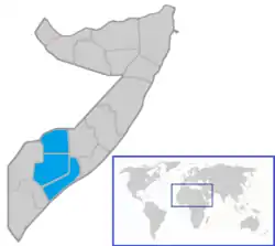 Location of the South West State within Somalia