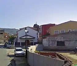 Church and church surroundings in the Spanish municipality of Marchagaz, in the province of Cáceres.