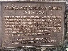 Margaret Corbin plaque - Drv. entrance to Fort Tryon Park