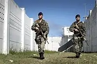 Woodland pattern on Battle Dress Uniform worn by marines on Sint Maarten, in 2017.