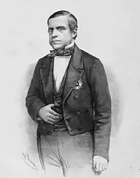 A half-length portrait of the marquis wearing black tie