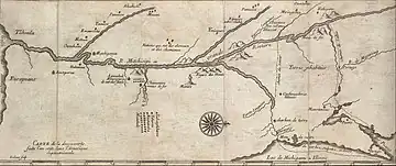 Ca. 1681 map of Marquette and Jolliet's 1673 expedition