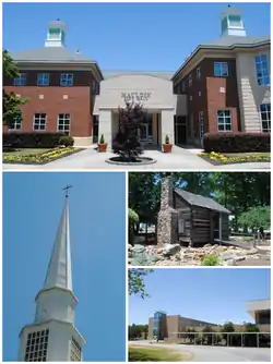 Top, left to right: Mauldin City Hall, Mauldin United Methodist Church, Mauldin Cultural Center, Mauldin High School