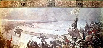 Schlacht bei Hemmingstedt (Battle of Hemmingstedt), mural in the assembly hall of the County Hall (Kreishaus) of the former Süderdithmarschen District in Meldorf, 1910