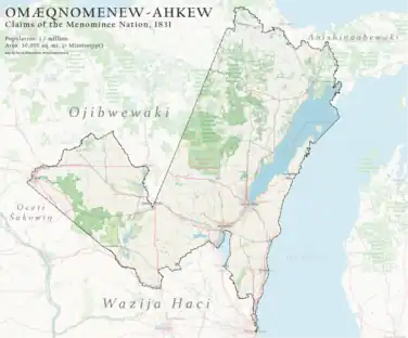 The Menominee Nation had claims extended north to the Upper Peninsula, south to Milwaukee, and east to the Yellow River, including Green Bay and Sheboygan.