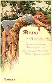 Illustration of a woman splayed across a wine menu