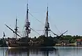 Old sailing ship moored by Merdø