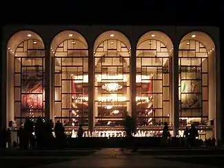 The Metropolitan Opera House at Lincoln Center, seen at night