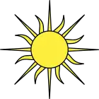 The sun allures to the lack of jungle and the constant presence of the Sun over the whole region.