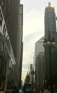 View down Michigan Avenue with the Carbide & Carbon Building seen on the right.