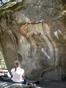 Bouldering on Midnight Lightning in Yosemite