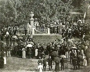 Unveiling a monument to Imre Mikó