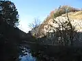 Mill Creek at Mechanicsburg Gap viewed from the Core Road (County Route 50/53) bridge near Romney