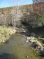 Mill Creek at Mechanicsburg Gap viewed from the Core Road (County Route 50/53) bridge near Romney