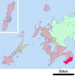 Location of Minamishimabara in Nagasaki Prefecture