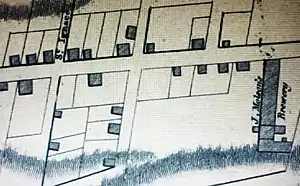 1815: Le détail de cette carte nous montre les installations de l'industriel John Molson dans le secteur Est de l'ancien faubourg Québec dans le premier quart du XIXè siècle - detail of urban plans