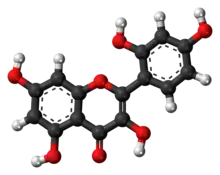 Ball-and-stick model of the morin molecule