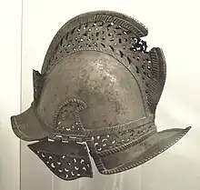 Bronze helmet of a 16th-century Spanish soldier.