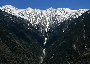 Mt. Kisokoma and Mt. Hōken seen from Mount Kazakoshi