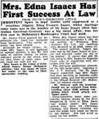 Newspaper article about Mrs Isaacs winning her first case in bankruptcy court